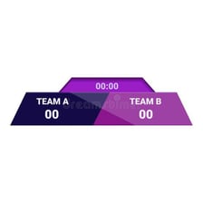 A sports scoreboard displaying equal scores.