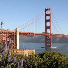 The Golden Gate Bridge spanning the entrance to San Francisco Bay