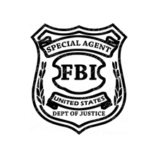 An illustration representing a former FBI agent with an FBI badge.