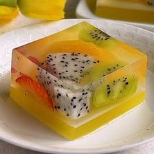 Jelly made with agar-agar, a plant-based thickener