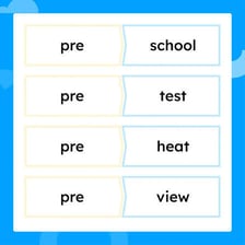 A simple educational comparison showing pre- as before and post- as after.