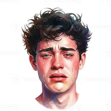A person visibly crying