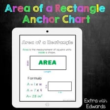 An educational diagram labeling a rectangle’s length and width.