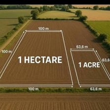 Aerial farmland divided into agricultural plots.