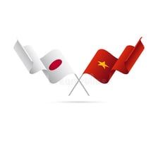 The flags of Japan and Vietnam representing the shared -ese ending