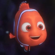 Nemo, the orange-and-white clownfish character from Finding Nemo.