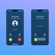 A smartphone displaying an incoming call