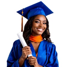 A college graduate holding a diploma while wearing a cap and gown.