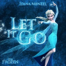 Elsa from Frozen performing the song “Let It Go.”
