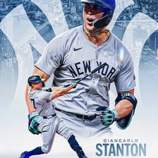 A New York Yankees baseball player wearing the team uniform