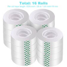 A roll of transparent adhesive tape beside wrapped paper