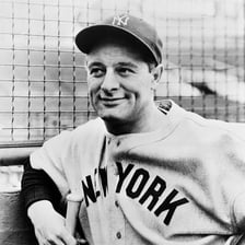 A portrait of baseball player Lou Gehrig.