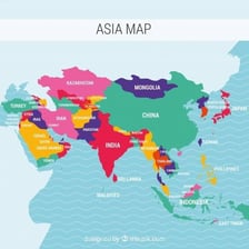 A map showing the continent of Asia.