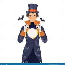 Illustration of a psychic using a crystal ball to symbolize extrasensory perception