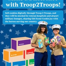 Girl Scouts participating in a cookie sale.