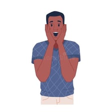 An illustration of a person reacting with unsurprised resignation.