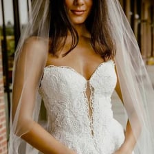 White lace fabric on a wedding gown