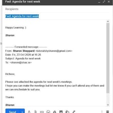 An email inbox showing a forwarded message in a subject line.