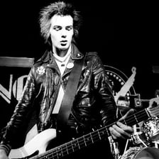 Sid Vicious performing with the Sex Pistols.