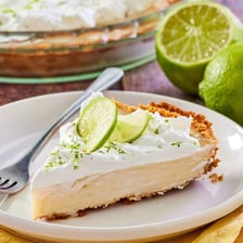 A slice of pale green key lime pie