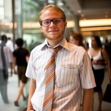 A formal necktie worn with a dress shirt.