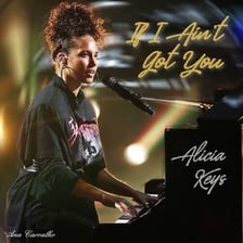 Alicia Keys performing at a piano or on stage.
