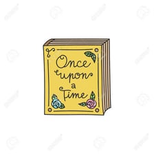 An open storybook depicting a fairy-tale beginning.