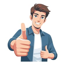 A person making a thumbs-up gesture to indicate agreement.