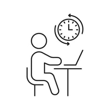A person working at a desk, illustrating the contrast between work and play