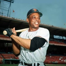 Willie Mays in a Giants baseball uniform.