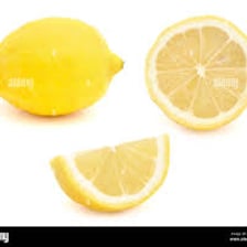 A cut lemon showing its bright yellow flesh.