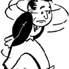 A worried person walking back and forth.