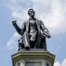 The seated Abraham Lincoln statue inside the Lincoln Memorial