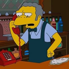 Moe Szyslak behind the bar in The Simpsons