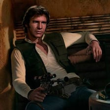 Han Solo, the Star Wars character, in his pilot outfit
