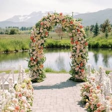 A decorated altar prepared for a wedding ceremony