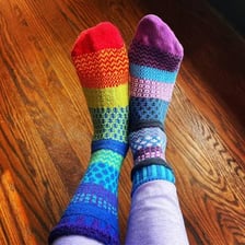 A pair of visibly mismatched socks illustrates something unusual.