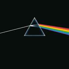The prism and rainbow image from Pink Floyd’s The Dark Side of the Moon album cover.