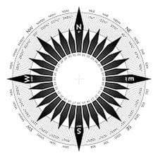 A compass rose labeling the opposite directions NNW and SSE