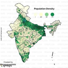 Map of India with a dense urban skyline