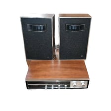 A stereo system with separate left and right speakers