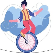 An educational illustration showing a universe and a unicycle