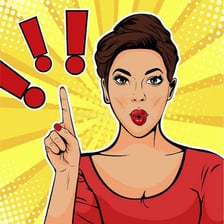 An illustration of a surprised person reacting with enthusiasm.