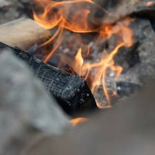 A fire burning after being ignited