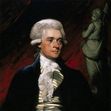A historical portrait of Thomas Jefferson.