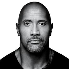 Portrait of actor and wrestler Dwayne Johnson, known as The Rock.