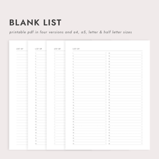 A written checklist containing separate listed items