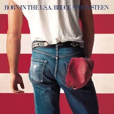 Born in the U.S.A. album cover showing Bruce Springsteen before an American flag
