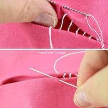 A close-up view of a stitched seam in fabric