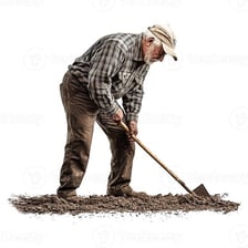 A person digging soil with a shovel